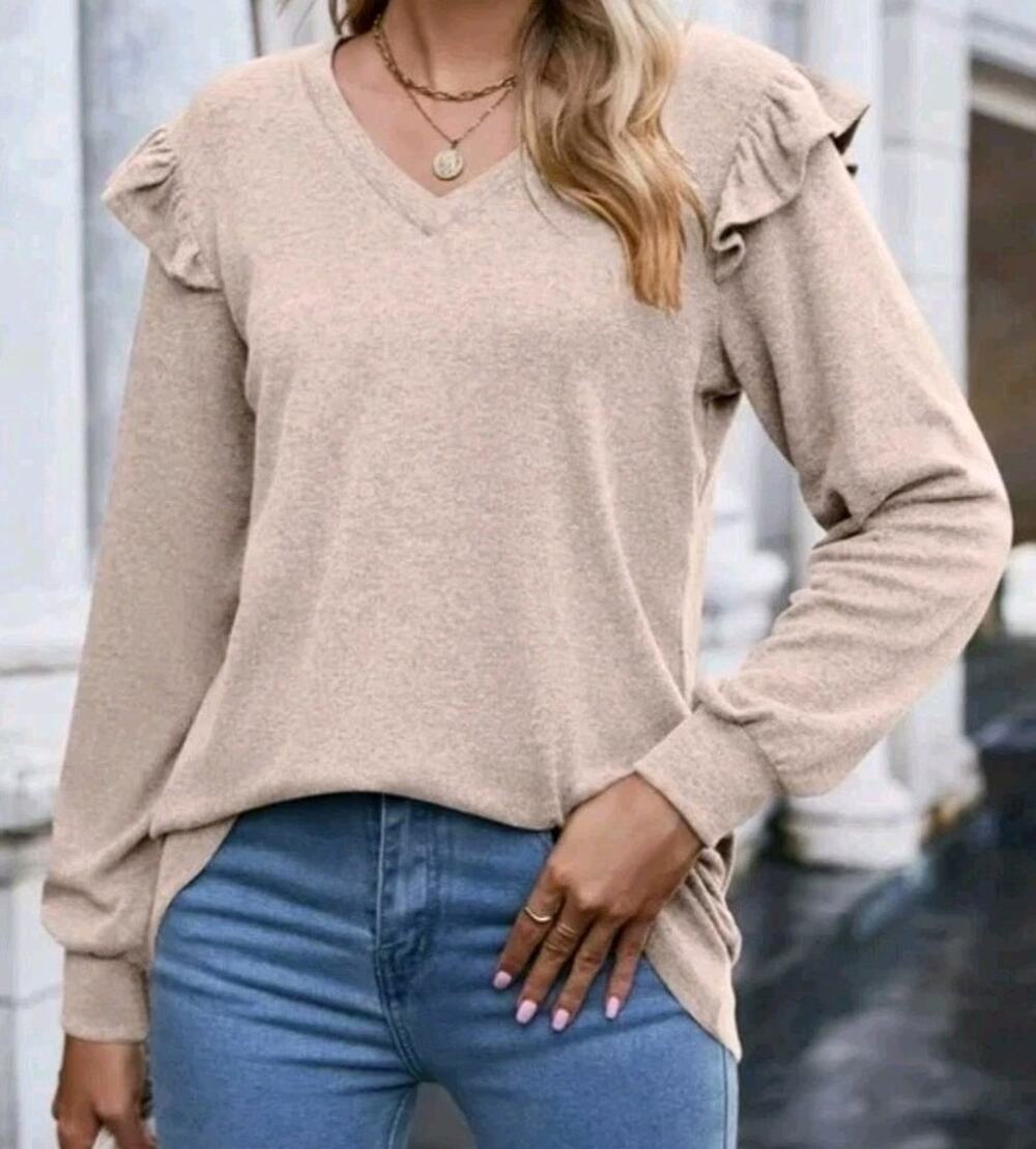 Womens-Plus-Size-Dressy-Tops Trendy V Neck Shirts long Sleeve Size 4XL